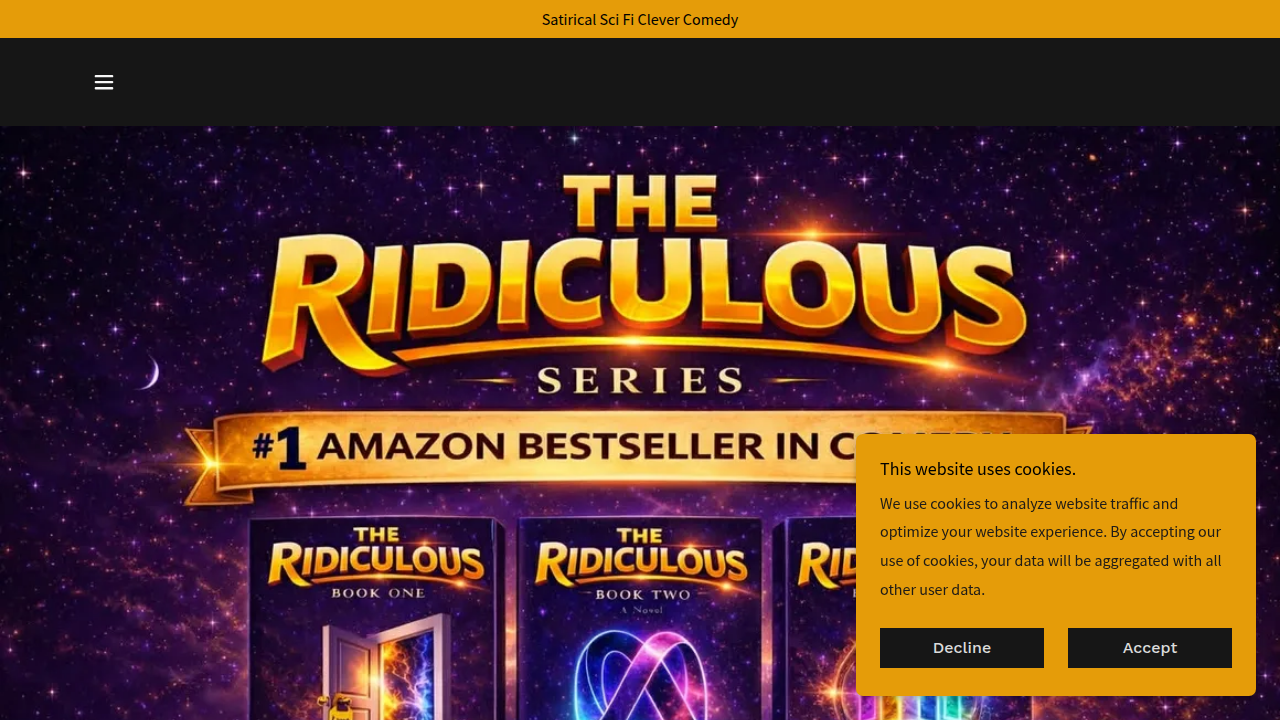 A screenshot of the DORIDICULOUS.com homepage, featuring a series that turns everyday absurdity into engaging, book-length comedy.
