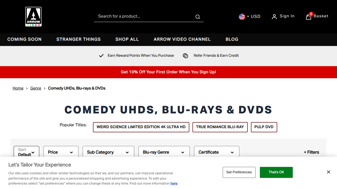 Explore Arrow Video's curated comedy collection page, showcasing their hand-picked selection of cult comedies and forgotten farces.