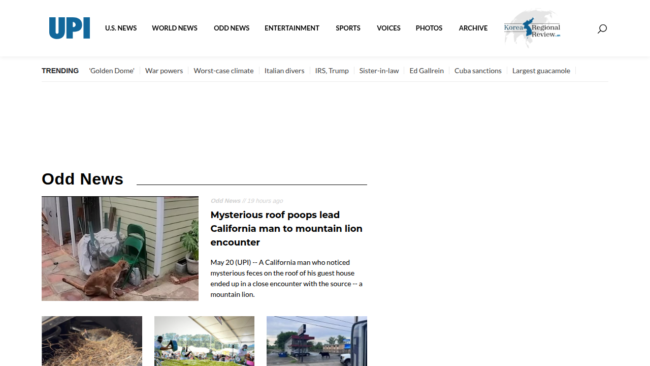 UPI Odd News provides a dedicated feed for bizarre and humorous stories from around the world.