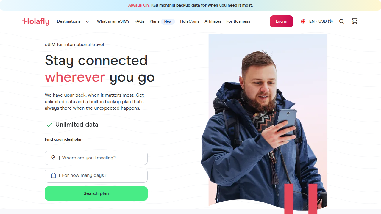 Visit Holafly for information on eSIM technology and portable routers designed for international travel.