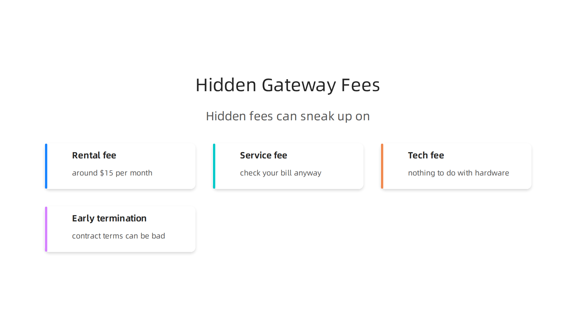 An infographic detailing potential hidden fees associated with renting an Xfinity WiFi Gateway.