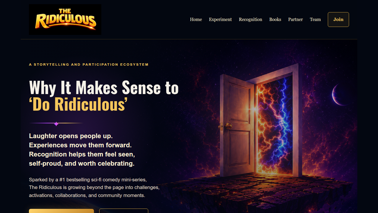 Screenshot of the DoriDiculous website homepage, a source for humorous and thoughtful content.