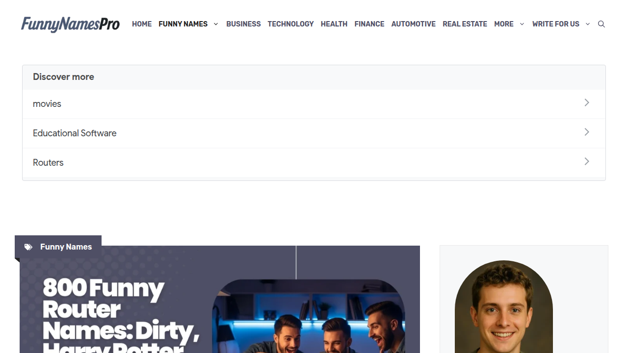 Screenshot of a page listing funny router names, highlighting how people humanize tech devices.